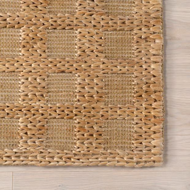 Natural Lennon Checkered Hand Braided Jute 8' x 10' Area Rug | Rugs USA