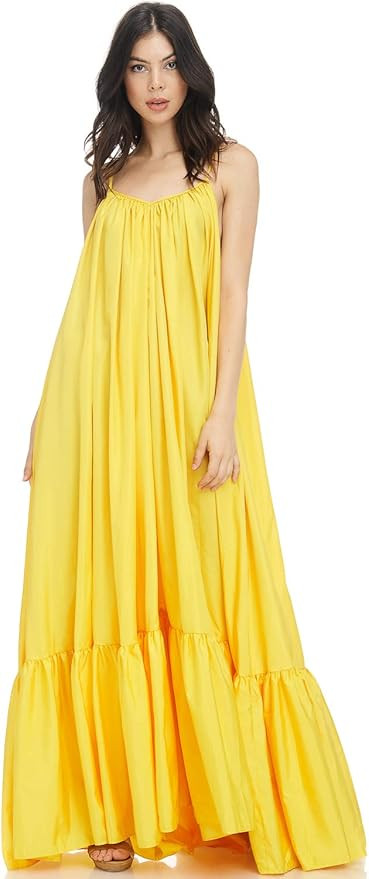 Tov Elegance A-Line Spaghetti Strap Flowy Maxi Rideau Dress | Amazon (US)