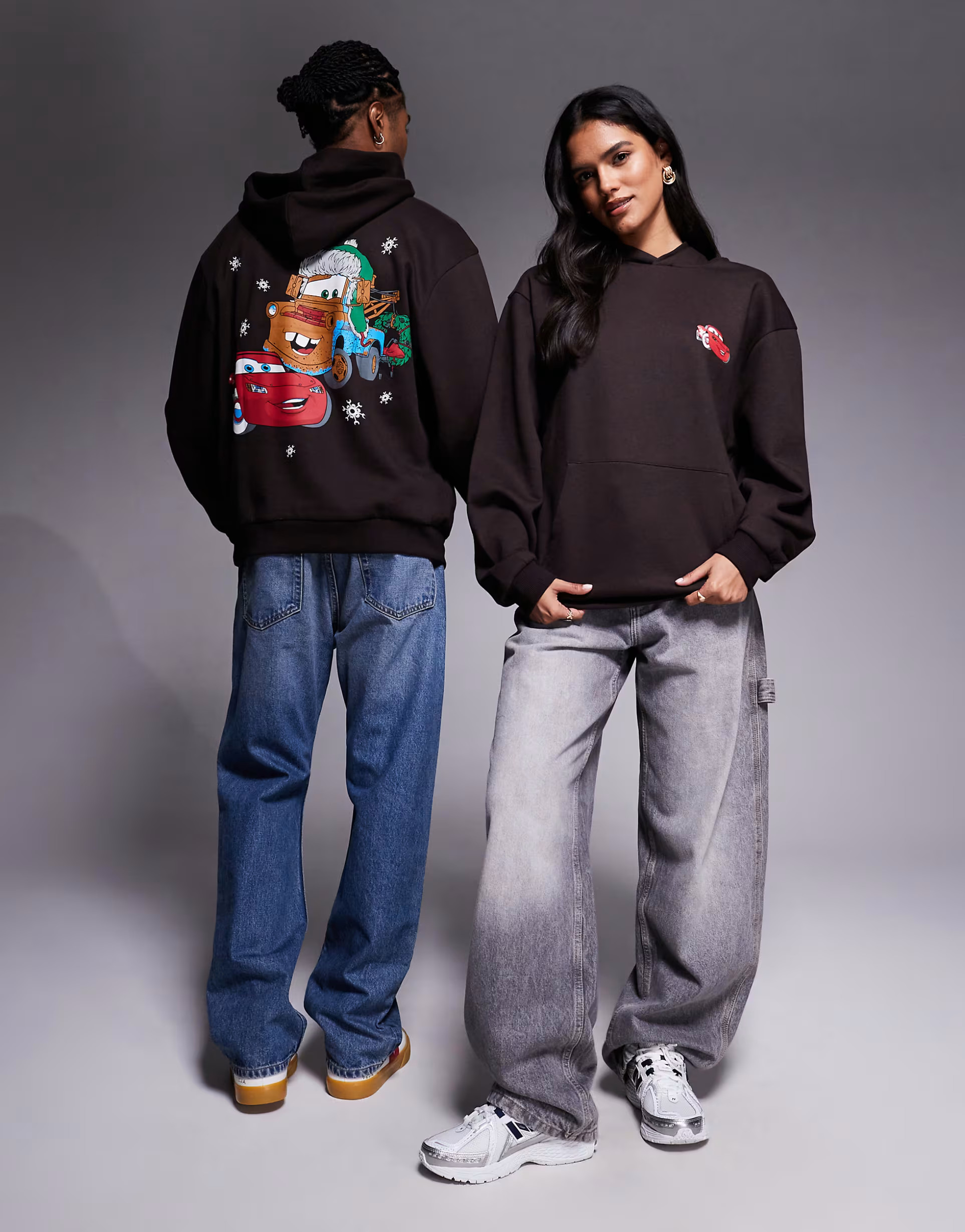 ASOS DESIGN Disney Pixar Christmas Relaxed hoodie with Cars prints in brown | ASOS | ASOS (Global)