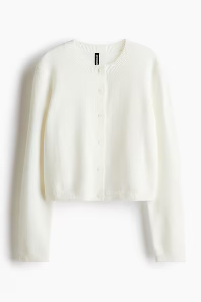 H & M - Fine-knit cardigan - White | H&M (UK, MY, IN, SG, PH, TW, HK)