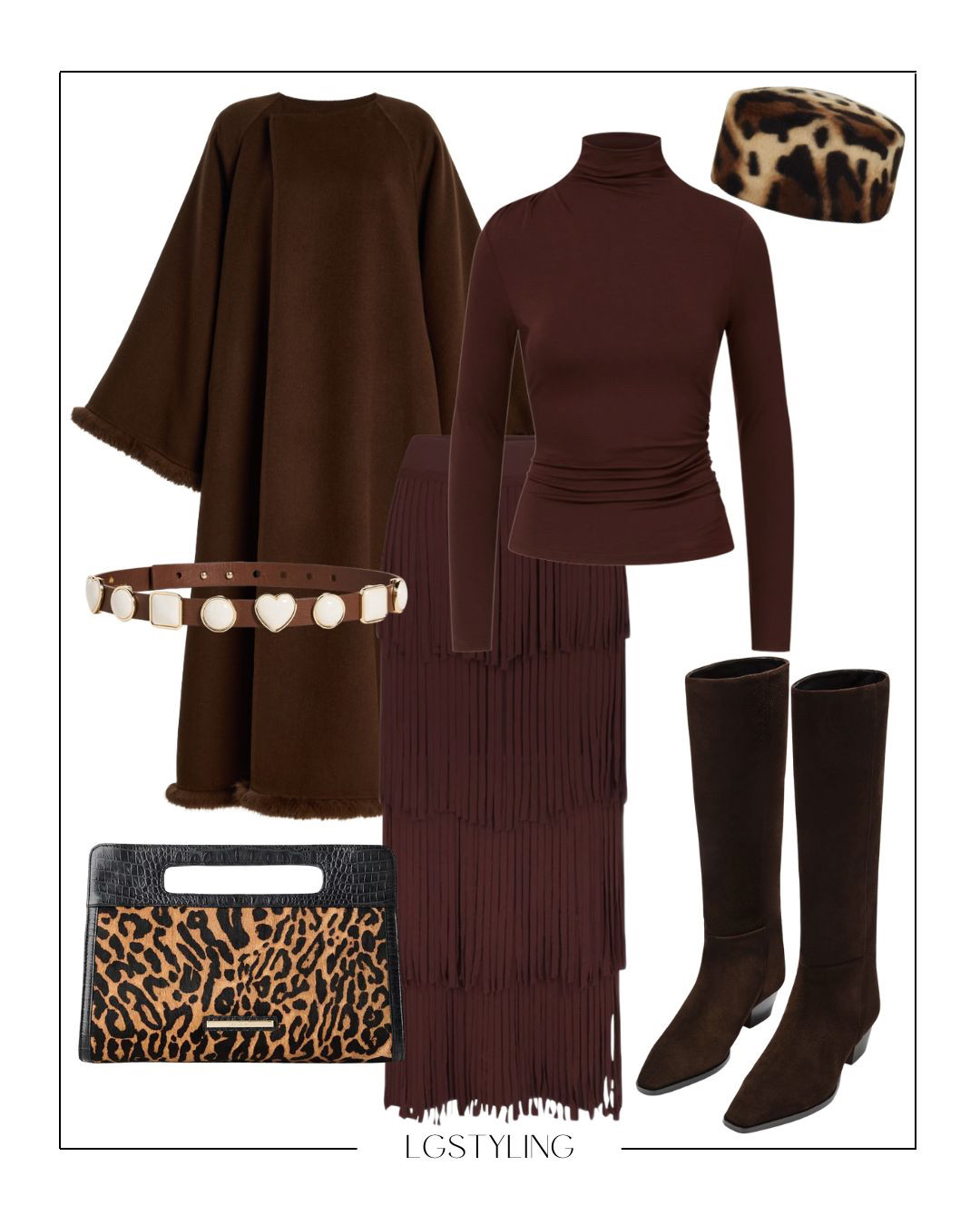  A rich mocha moment for winter brunch. 🍂🤎 This look leans into warm tonal dressing with a ruched turtleneck, a fringed midi skirt, and tall suede boots for an elevated-but-cozy feel. The cape adds effortless drama while the leopard accessories bring in that chic, playful contrast.
A polished, feminine outfit that’s perfect for holiday brunches, girls’ gatherings, or a stylish weekend out. Tap to shop the full look.

#LTKStyle #LTKWinter #BrunchOutfit #WinterOutfits #BrownOutfit #TonalDressing #ChicStyle #CozyChic #ElevatedBasics #LeopardPrint #WeekendStyle #OutfitInspo #StyleOver40 #DMVStylist #LGStyling #LTKFashion

 

#LTKHoliday #LTKootd #LTKgrwm