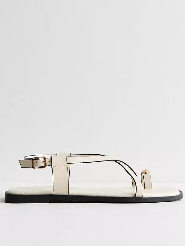 New Look Off White Crossover Strap Faux Leather Sandals - Cream | Very (UK)