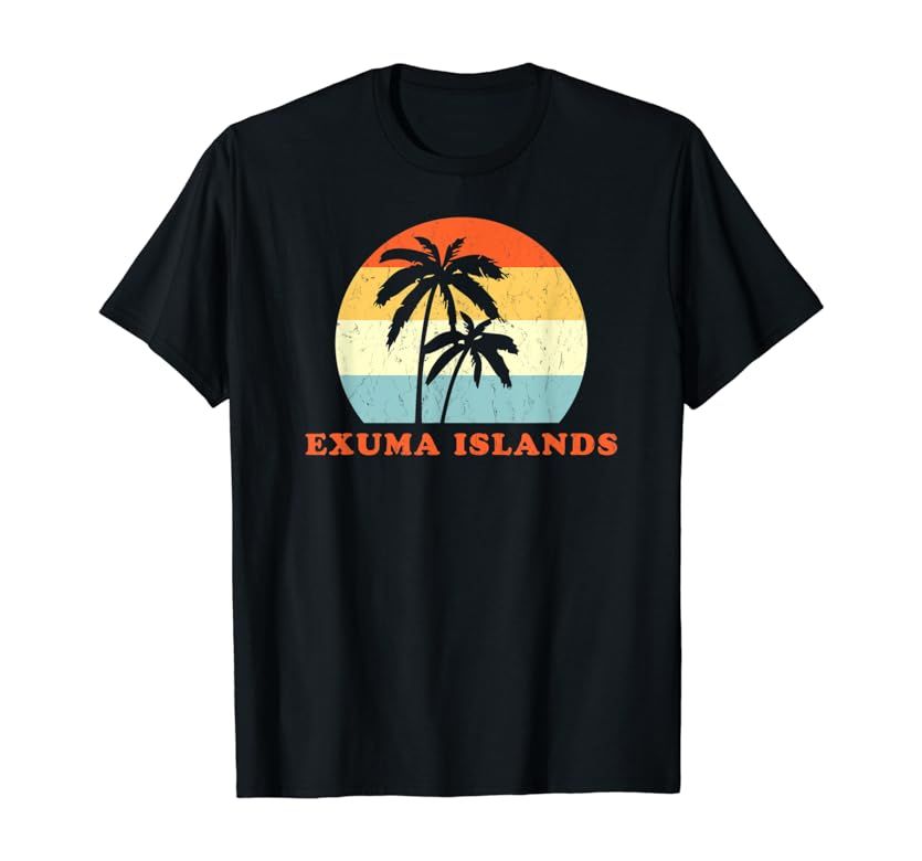 Exuma Bahamas Vintage Sun & Surf Throwback Vacation Gift T-Shirt | Amazon (US)
