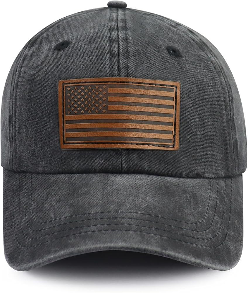 American Flag Hats for Men Women, Funny Adjustable Cotton Leather Patch USA Baseball Cap | Amazon (US)