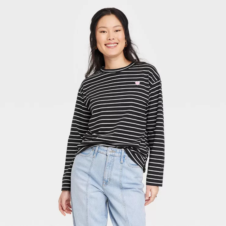 Women's Long Sleeve T-Shirt - A New Day™ Striped | Target