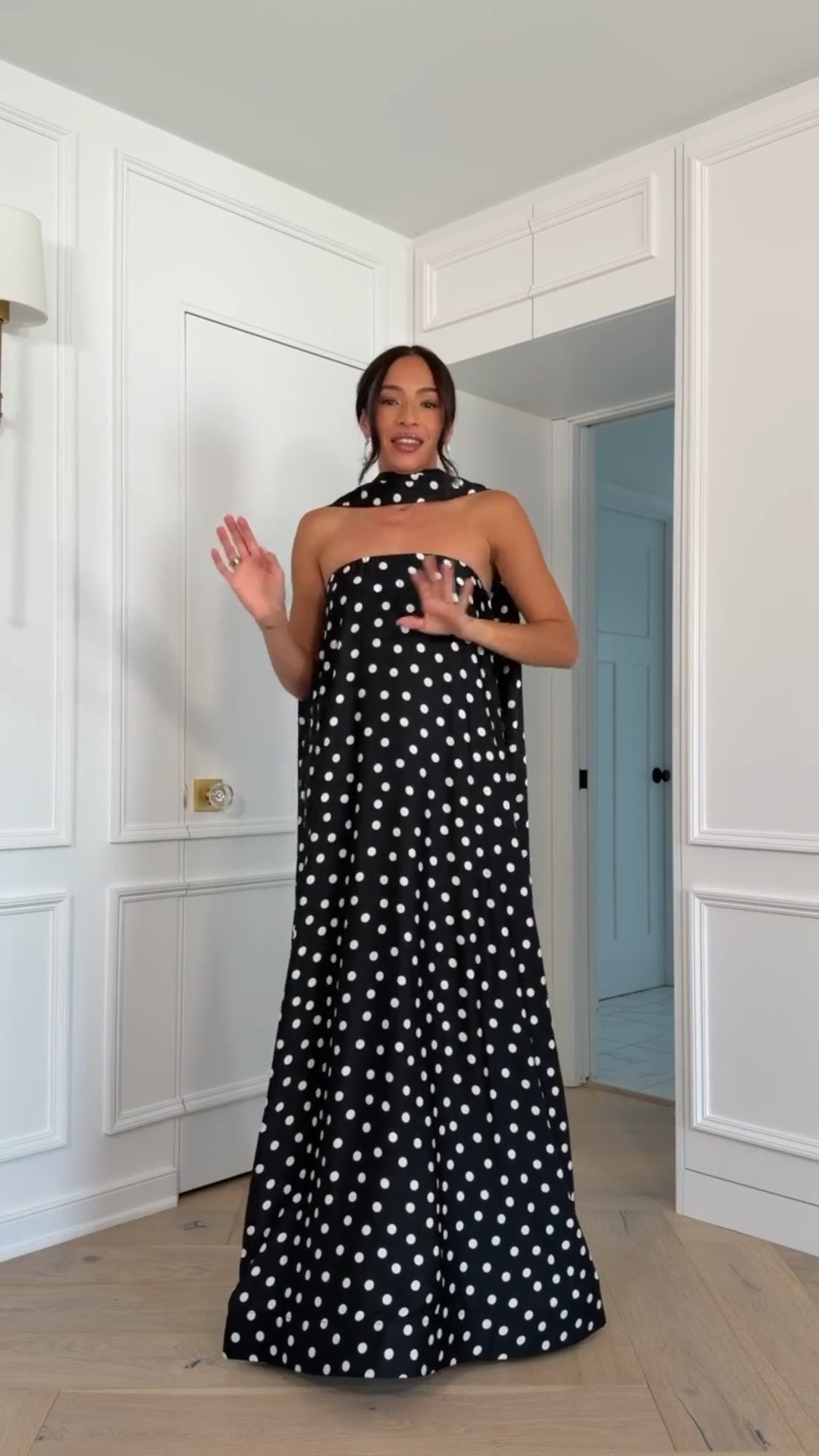 Summer wedding guest dress 🖤 The black and white polka dots are so fun for summer! Wearing size Small polka dot maxi dress 

event dress, wedding guest dress, cocktail dress, black tie dress, wedding guest dress summer, summer dresses

#LTKSeasonal #LTKWedding