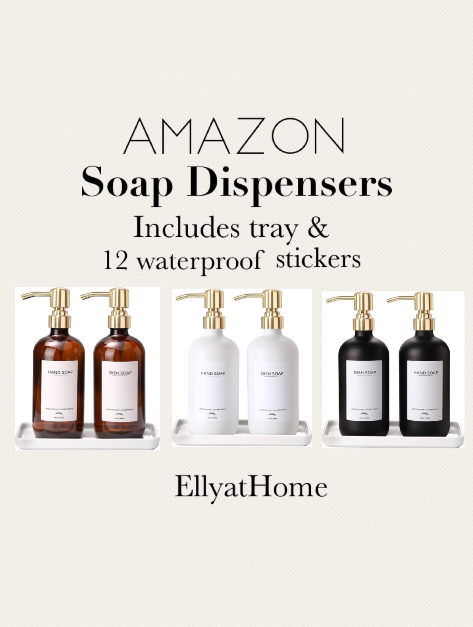 Soap dispensers in a variety of colors and finishes at Amazon. 2 soap dispensers, ceramic tray and 12 waterproof stickers for $29! Beautiful look for your kitchen or bathroom! Amazon home, Amazon finds. #amazonhome #amazonfinds

#LTKFind #LTKunder50 #LTKhome