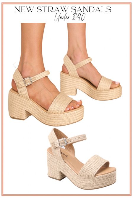 I love these new straw sandals! They are so versatile and will go with so many different summer dresses and luxe. I love that they have a platform, making them more comfortable and easier to walk in. They’re only $34!

Summer sandals. Straw sandals. Platform sandals. 