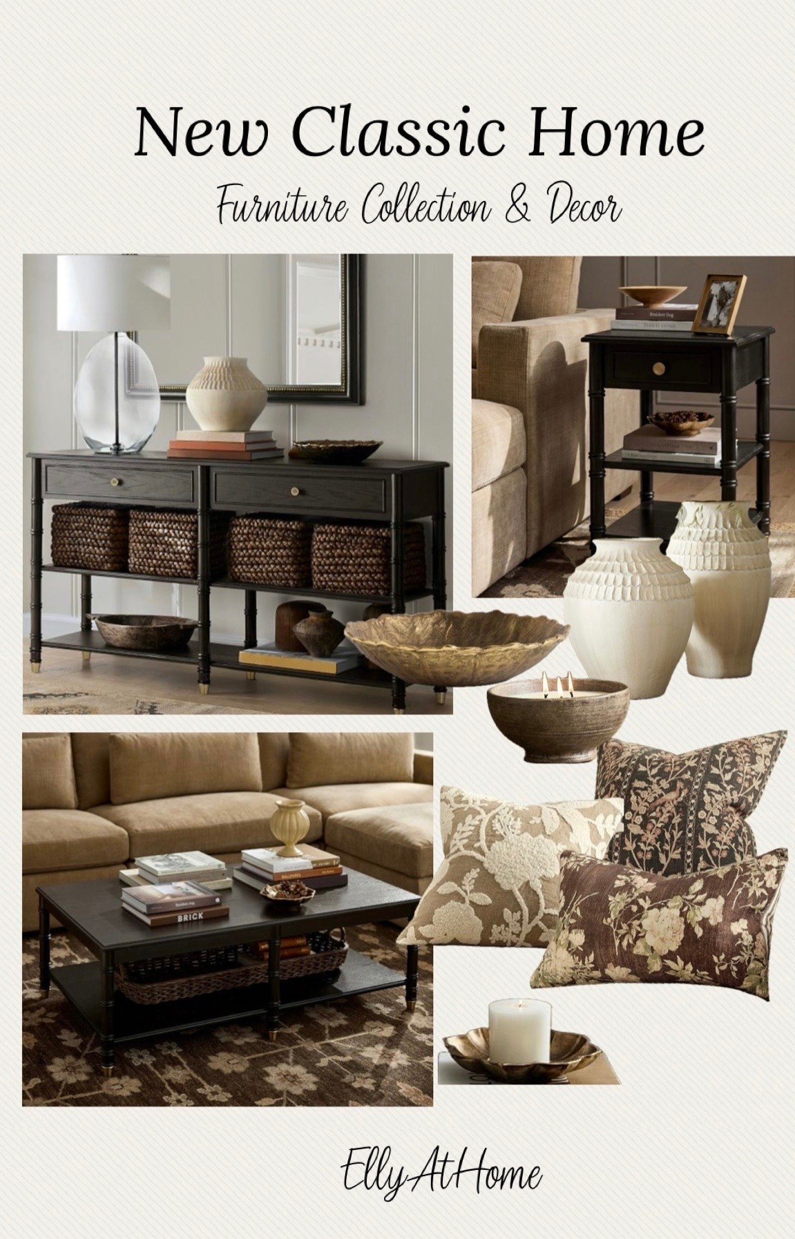 Beautiful classic home furniture in warm wood tones and cozy fall decor, pillows, area rug, throw blankets, candles and more for a fall home. @Pottery Barn

#LTKHome #LTKdayinmylife
