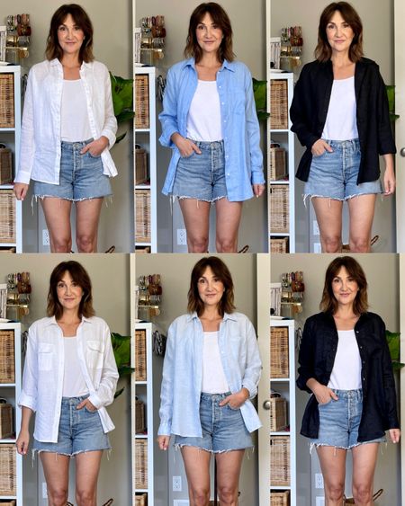 Linen shirt roundup! I’m 5’ 7” size 4:
Top row:
Uniqlo: size M
Gap: size M
Amazon the drop: size S
Bottom row:
Amazon size M
H&M size M
Gap size S
Shorts are Agolde also linked, go down one size for this fit

#LTKstyletip #LTKunder50 #LTKFind