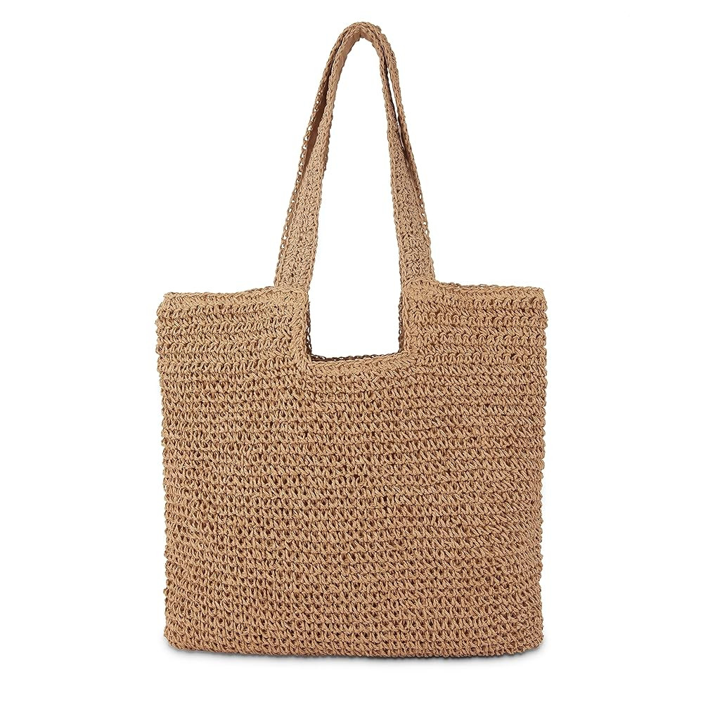 Straw Beach Tote Bag: Large Summer Boho Woven Bags - Rattan Handmade Shoulder Handbags for Women | Amazon (US)