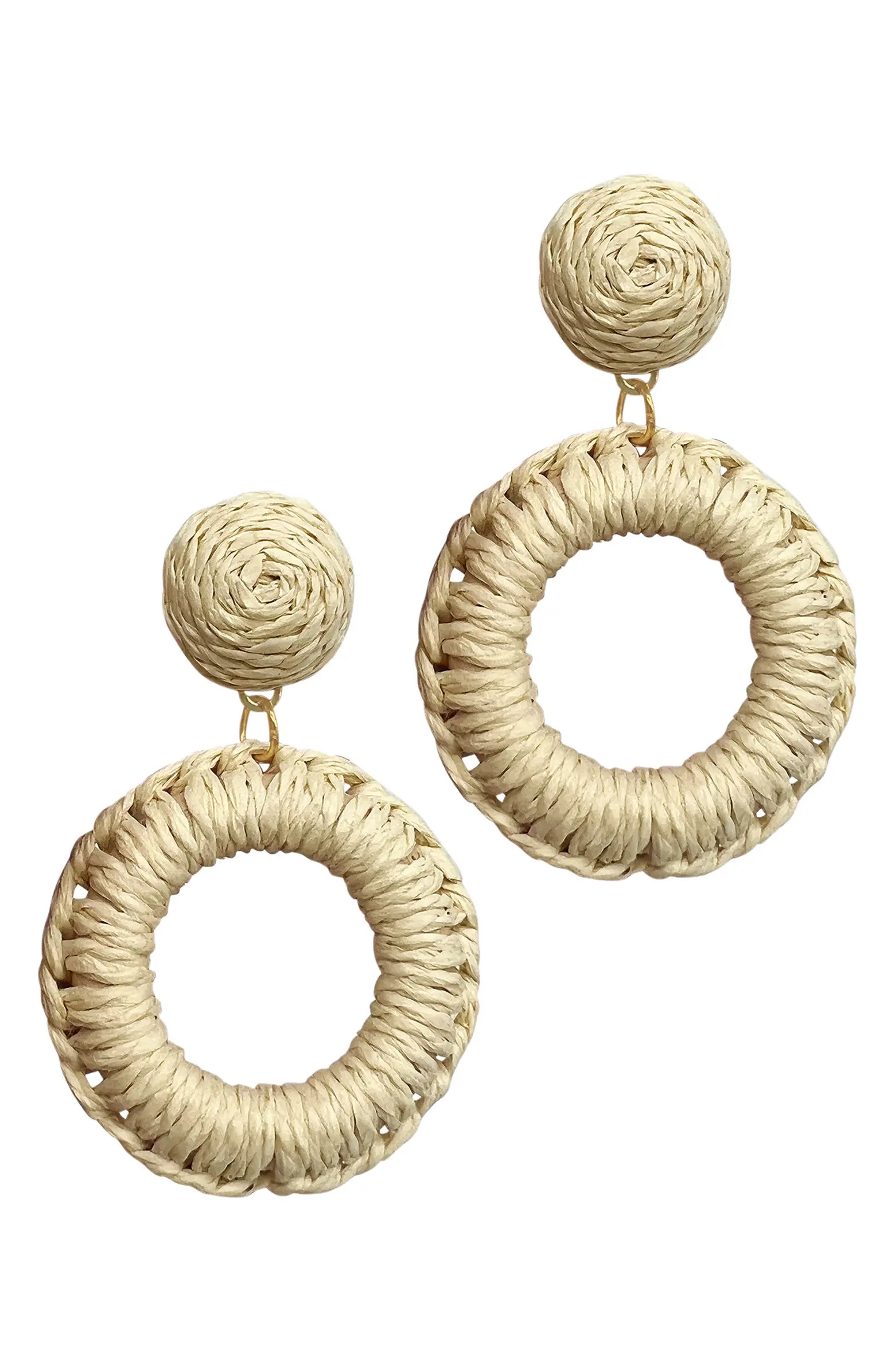 Ivory Raffia Basketweave Drop Earrings | Nordstrom Rack