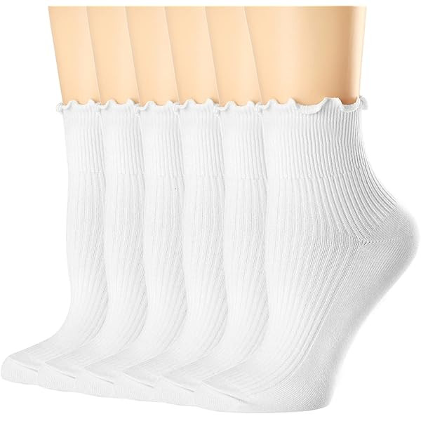 Hstyle 6 Pairs of Ruffle Socks Women, Cute Ruffle Ankle Socks | Amazon (US)