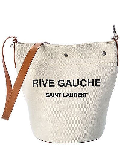 Rive Gauche Linen & Leather Bucket Bag | Gilt