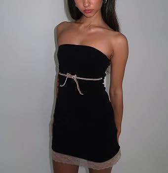 Women Summer Off Shoulder Tube Mini Dress Sexy Bodycon Strapless Floral Short Dress Y2k Backless ... | Amazon (US)