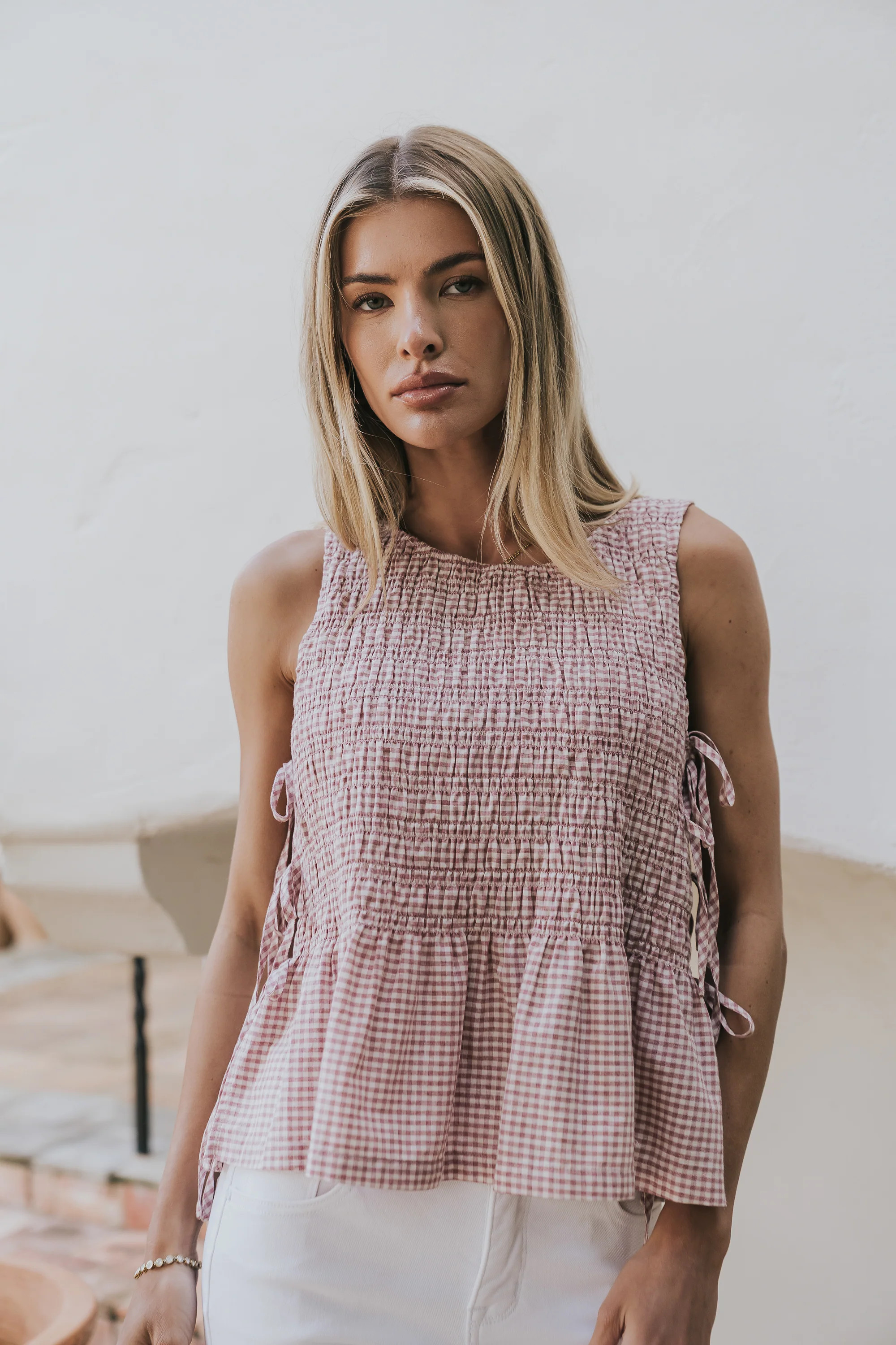 Jeremy Smocked Blouse in Berry | Böhme US