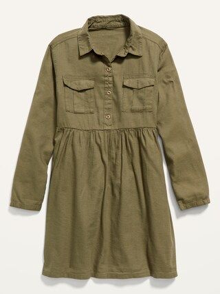 Pop-Color Twill Utility Shirt Dress for Girls | Old Navy (US)