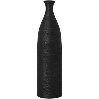Modern Black Ceramic Vase, 13.3 inch Small Narrow Neck Vases, Ceramic Flower Vases Decorative, Fi... | Amazon (US)