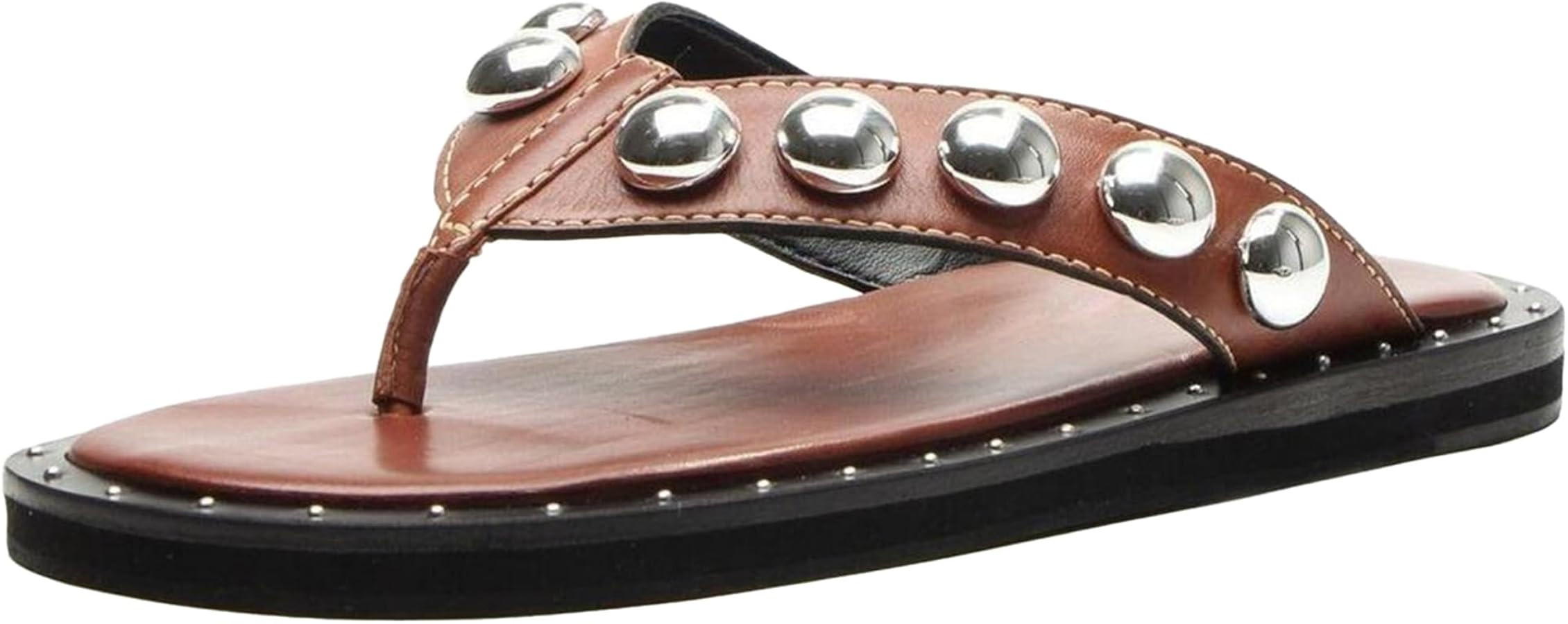 Studded Thong Sandals for Women Round Clip Toe Slip On Flip Flops Slides Comfortable Contrast Tac... | Amazon (US)
