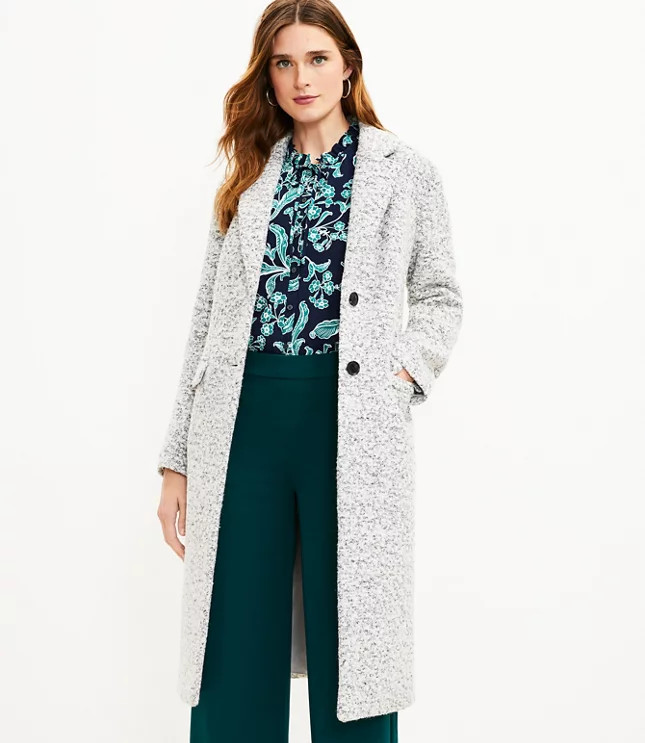 Boucle Two Button Coat | LOFT