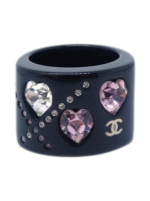 CHANEL Pre-Owned 2004 crystal-embellished Ring | Black | FARFETCH CA | Farfetch Global