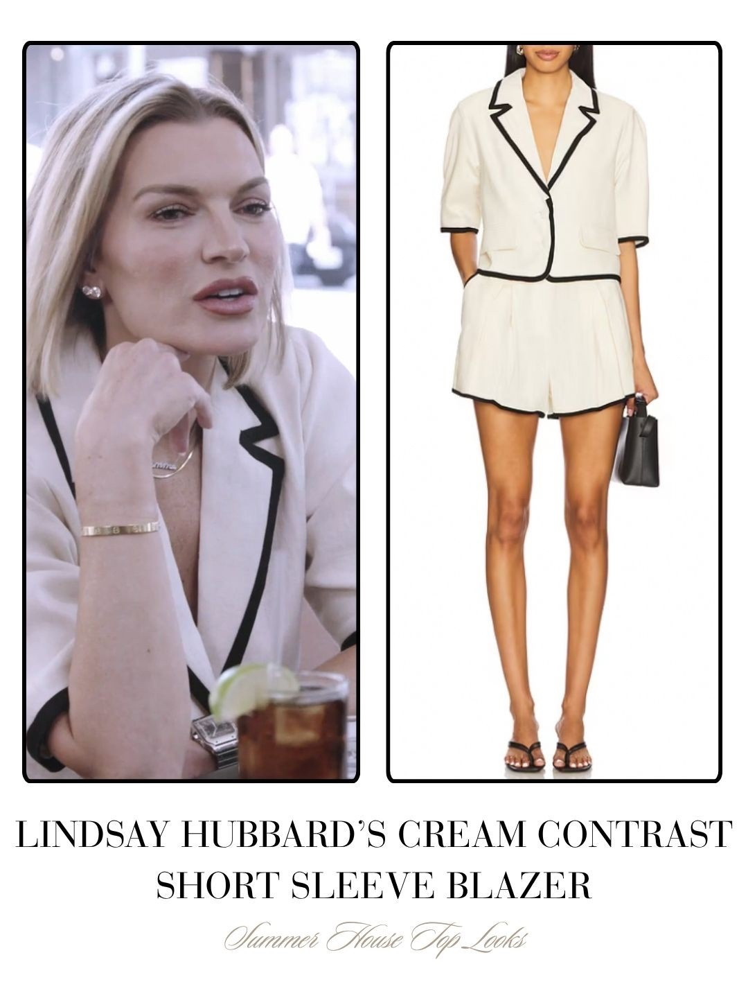 Lindsay Hubbard’s Cream Contrast Short Sleeve Blazer 