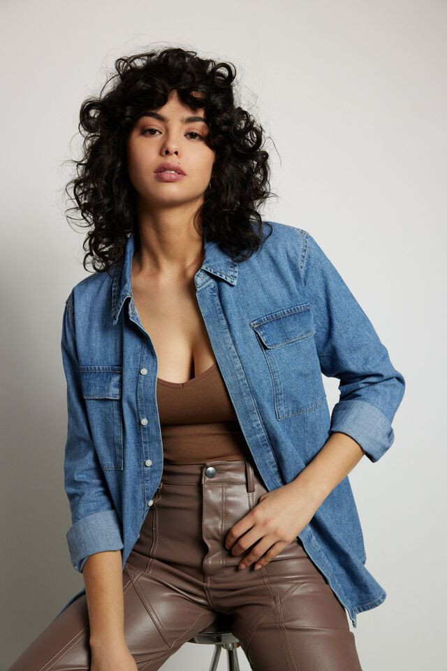 Elliott Denim Blouse | Dynamite Clothing