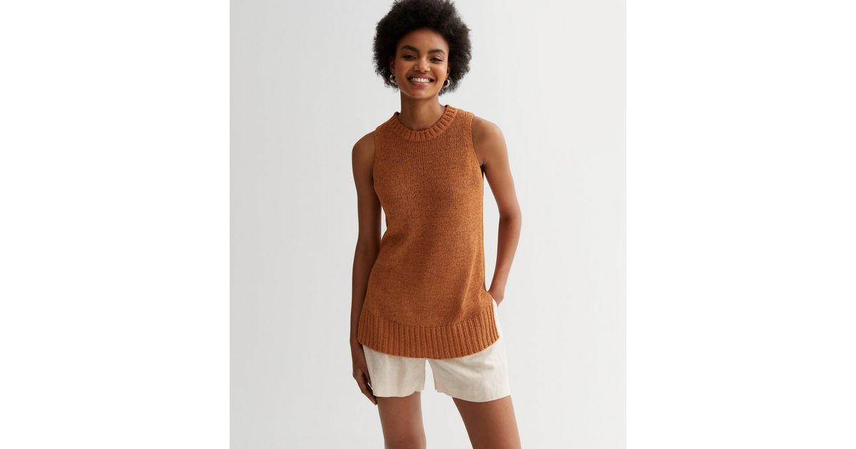Tan Knit Sleeveless Vest
						
						Add to Saved Items
						Remove from Saved Items | New Look (UK)