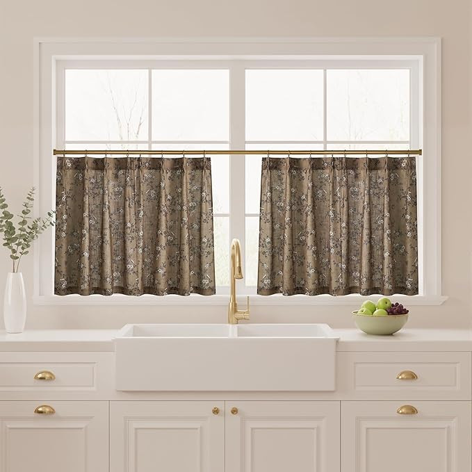 Pinch Pleat Cafe Tier Curtains for Window, W26 x L36, 2 Panels | Amazon (US)