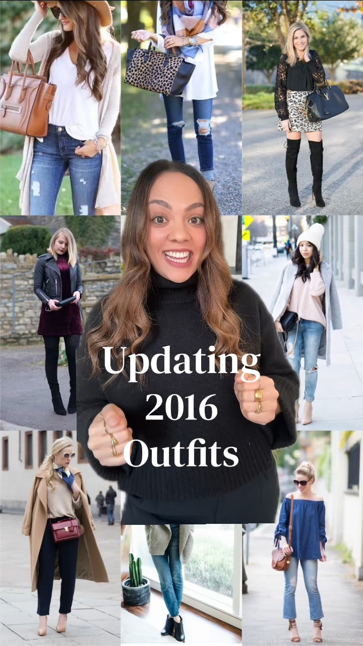 Updating 2016 outfits!

Outfit 1:
-Reformation medium wash straight jeans, I have a size 29.
-Black kitten heels, similar option linked.
-Long black tailored jacket, similar options linked.
-Gap cream mockneck sweater, I have a size large.
-Madewell black leather bucket bag.
-Celine Triomphe black rounded sunglasses.

Outfit 2:
-Same jeans as above.
-Reformation tan oversized crewneck sweater, I have a size large.
-Aritzia black triangle scarf.
-Black pointed boots, similar linked.
-Demellier London chocolate brown suede tote bag.

Outfit 3:
-Aritzia black high-rise tailored trousers, I have a size 10.
-Abercrombie white T-shirt, I have a size medium.
-Quince silver studded belt, I have a size medium.
-Zara cow print pointed flats.
-Zara brown  suede jacket, similar linked.

#LTKcanada #LTKstyletip #LTKwinter