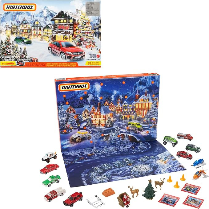 Matchbox Advent Calendar with 24 Surprises that Include 11 1:64 Scale Cars with Authentic & Holid... | Amazon (US)