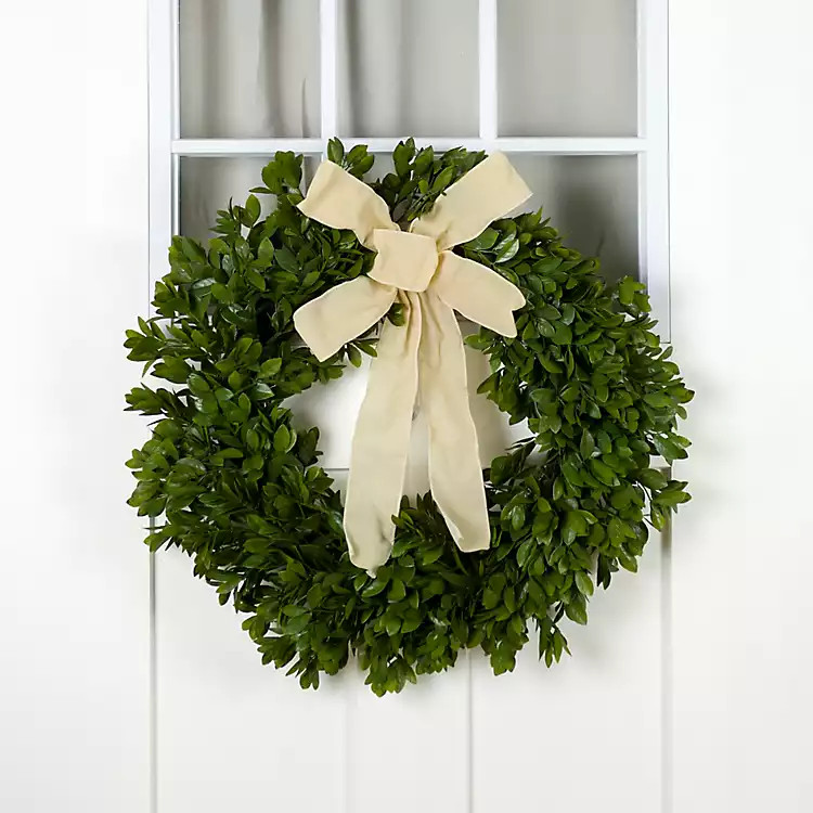 American Boxwood Wreath with Bow | Kirklands