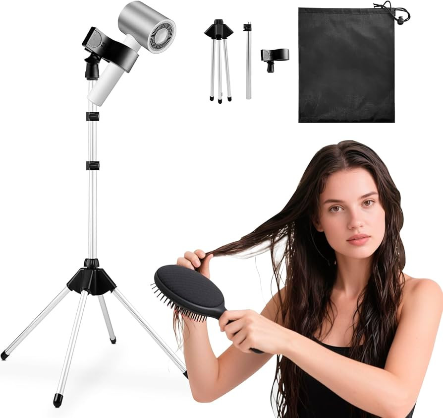 Hair Dryer Stand Holder 29-59Inch Adjustable Hands-Free Blow Dryer Holder with 360-Degree Rotatio... | Amazon (US)