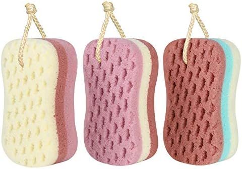 KECUCO 3 Pcs Bath Sponge for Women, Men, Kids, Sponge Loofah Body Scrubber Shower Sponge for Body... | Amazon (US)