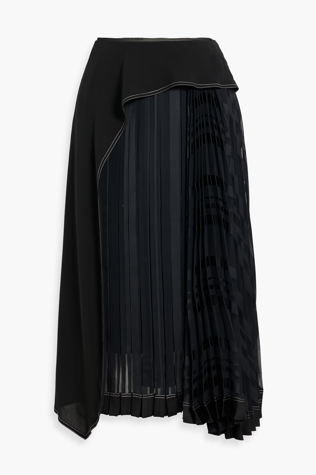 Layered pleated crepe and georgette midi skirt | The Outnet (US and CA)