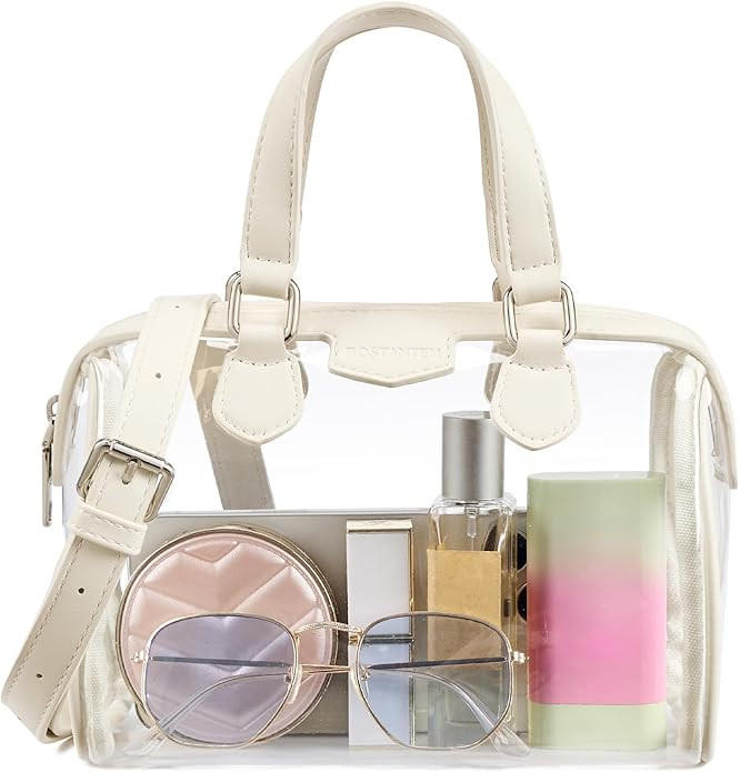 BOSTANTEN Clear Bag for Stadium Approved Top Handle Crossbody Purses Barrel Handbag for Events, C... | Amazon (US)