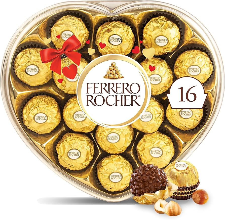 Ferrero Rocher, 16 Count, Gourmet Milk Chocolate Hazelnut, Valentine's Chocolate, Individually Wr... | Amazon (US)