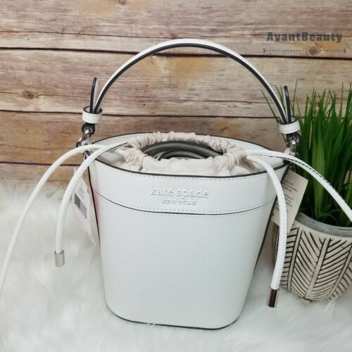 Details about   NWT Kate Spade Cameron Monotone Small Bucket Bag Leather Optic White NEW $299 | eBay US