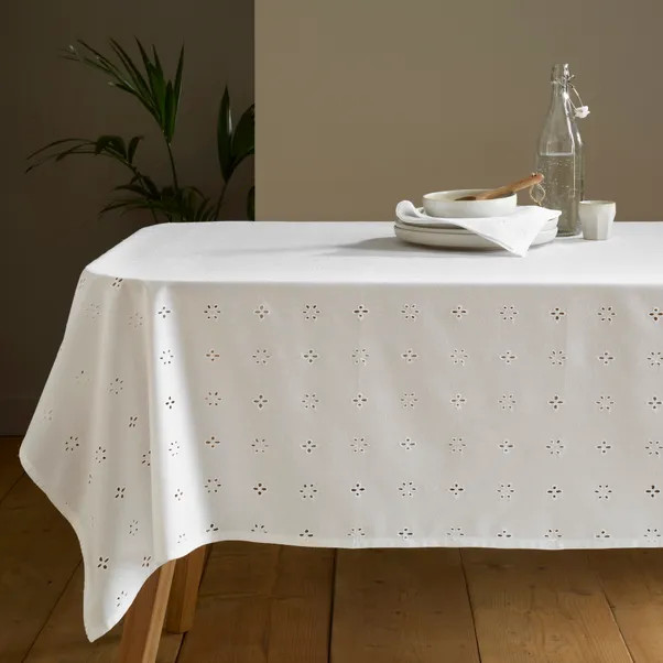 Broderie Anglaise Cotton Tablecloth | Dunelm
