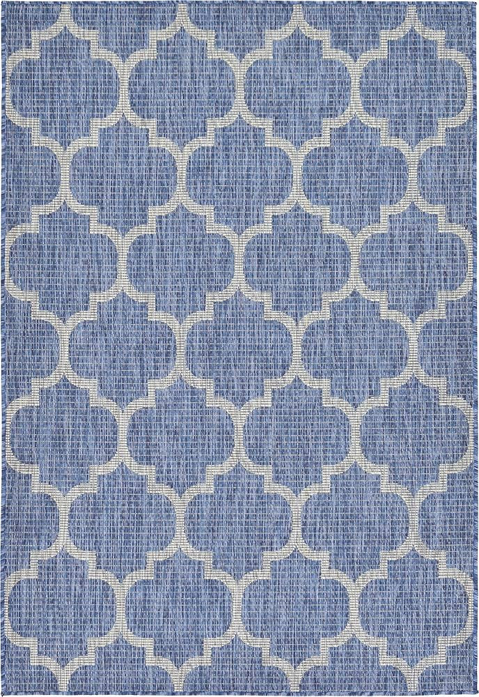 Unique Loom Outdoor Trellis Collection Area Rug (4' 1" x 6' 1" Rectangle, Navy Blue/ Ivory) | Amazon (US)