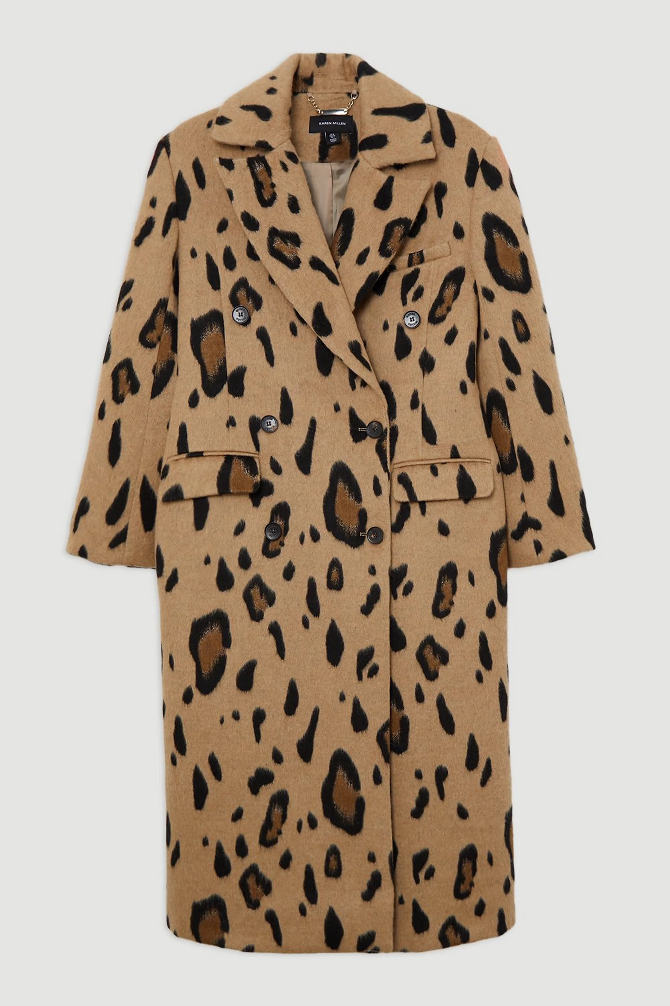 Italian Wool Blend Strong Shoulder Anti Fit Midi Coat | Karen Millen UK + IE + DE + NL