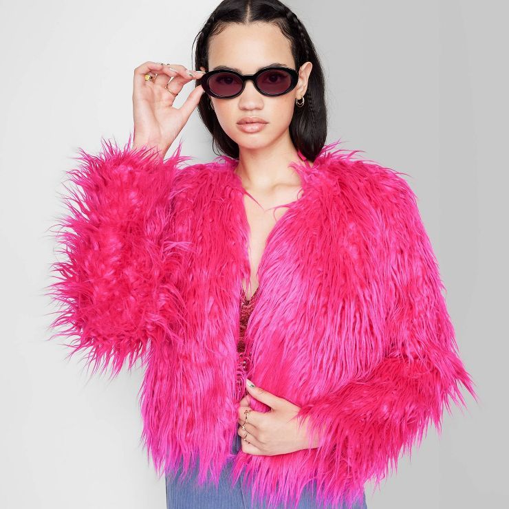 Women's Faux Fur Jacket - Wild Fable™ Magenta | Target