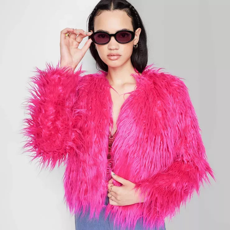 Target pink store faux fur jacket