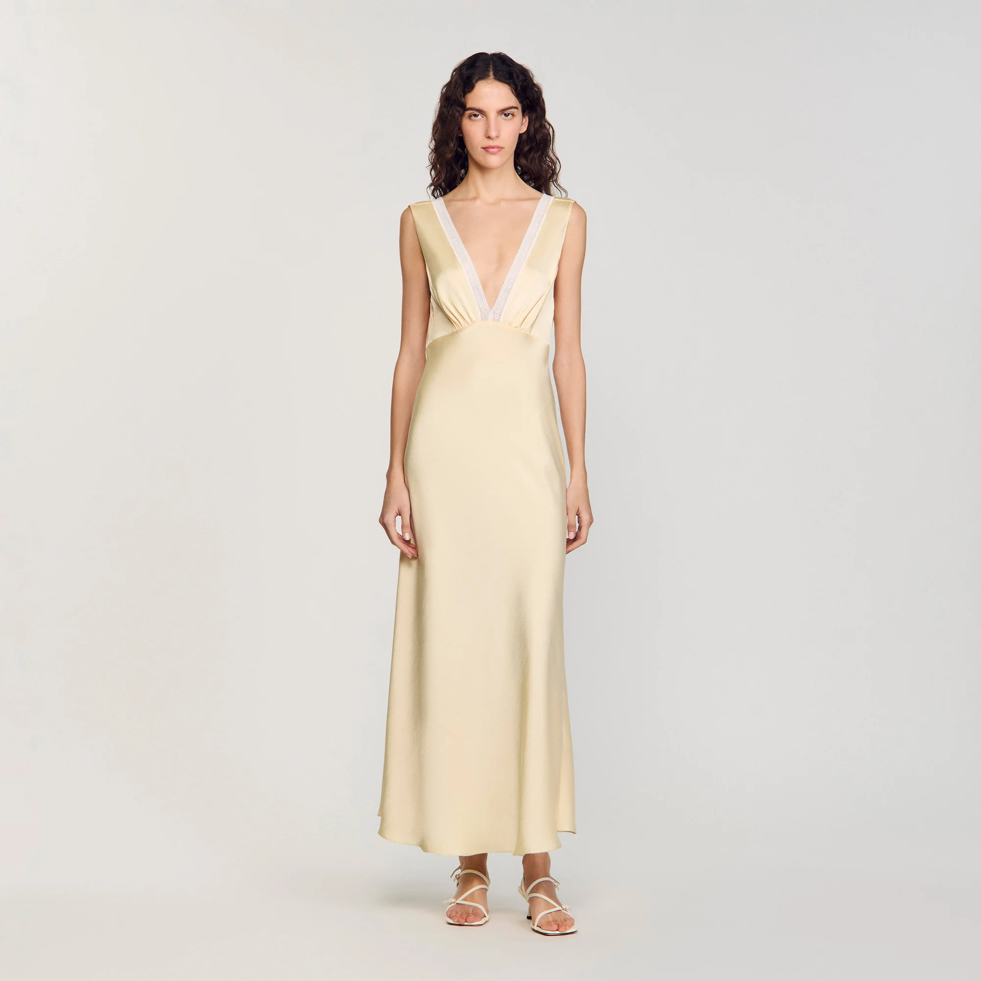 Satin-effect maxi dress | Sandro US | Sandro-Paris US
