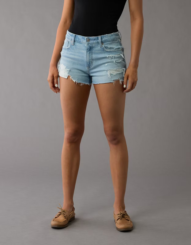 AE Stretch Ripped Denim Perfect Shortie | American Eagle Outfitters (US & CA)