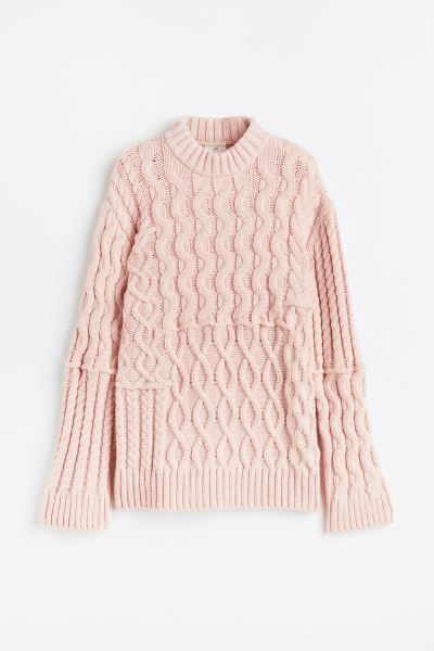 Cable-knit Sweater - Light pink - Ladies | H&M US | H&M (US + CA)