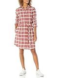 Amazon Brand - Goodthreads Women's Flannel Relaxed Fit Belted Shirt Dress, Dark Rose/Beige Plaid, X- | Amazon (US)