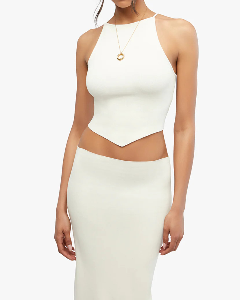 V Cropped Fully Fashioned Rib Tank | We Wore What