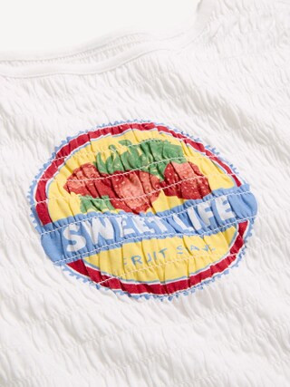 Slit-Neck Smocked Graphic Top | Old Navy (US)