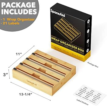 SpaceAid WrapNeat 4 in 1 Wrap Dispenser with Cutter and Labels, Plastic Wrap, Aluminum Foil and W... | Amazon (US)